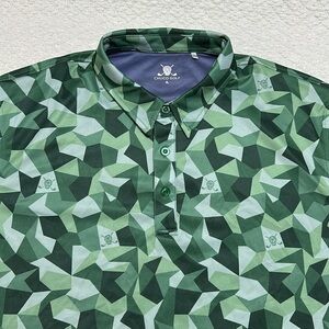 Chuco Golf Green Geometric Skull Short Sleeve Polo Shirt Men's XL